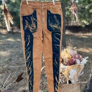Tan and Blue Patterned Pants